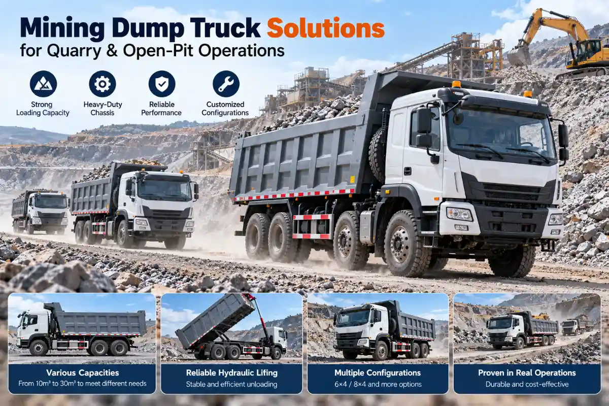 Heavy-duty dump trucks hauling material on a mining haul road