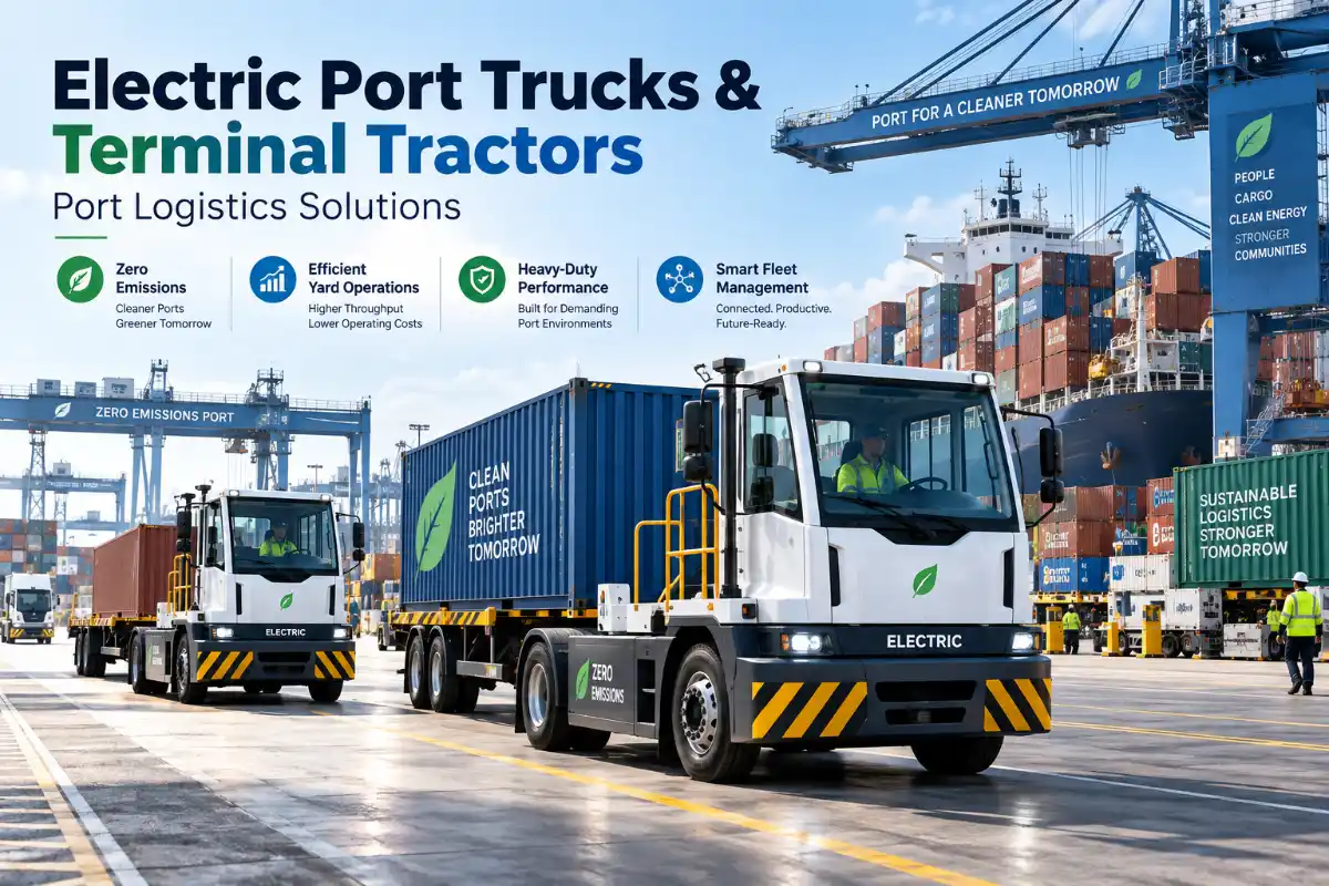 Battery-electric truck operating inside a container port terminal