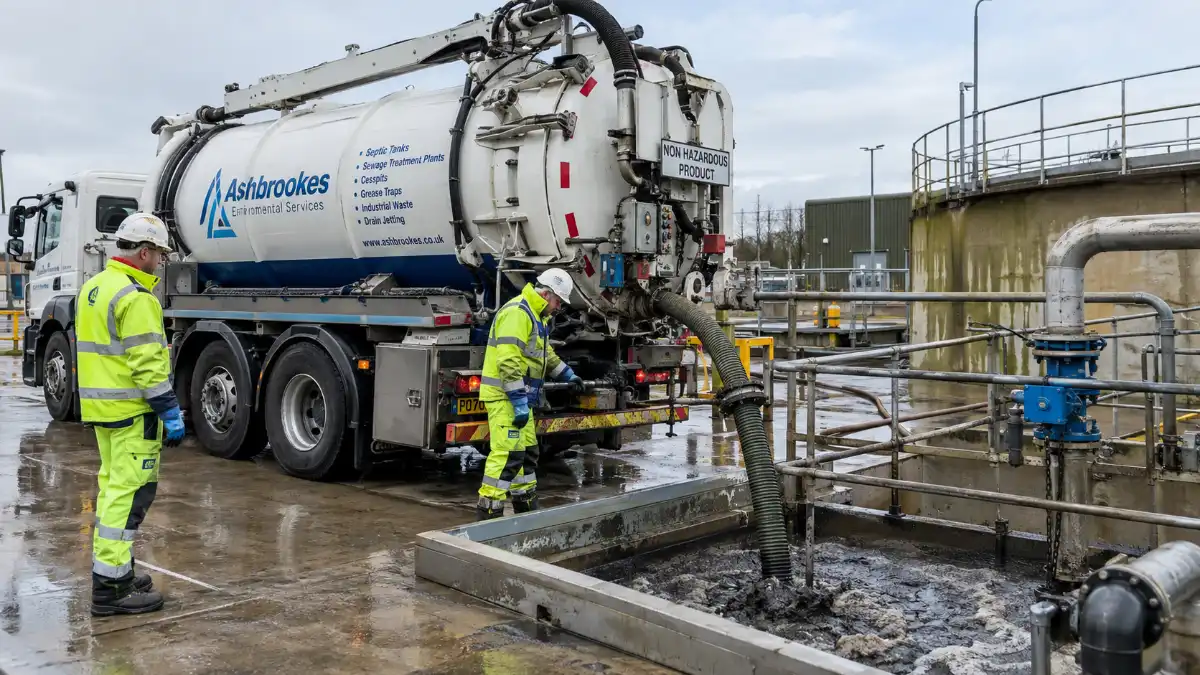 Sludge collection by a vacuum tanker truck