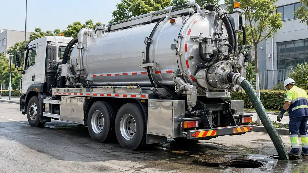 Vacuum sewage suction truck for sale with vacuum tank body